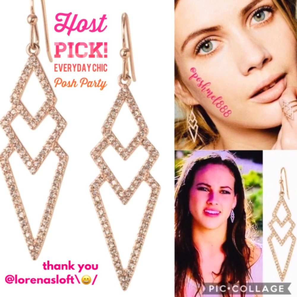 Stella & Dot | Rose Gold + Pavé Spear Drop Earrings - Picture 3 of 9